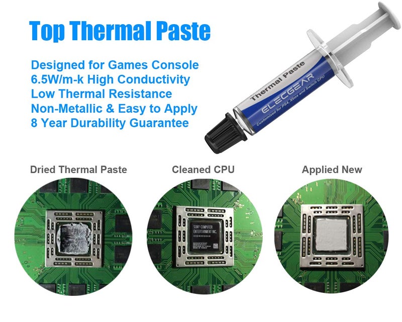 ElecGear Replacement Internal Cooling Fan for PS4 Slim CUH-2xxx â€“ CPU Heatsink Cooler, Arctic MX-2 Thermal Compound Paste, TR8 Torx Security, PH00 Screwdriver Repair Tool Kit for PlayStation 4 Slim - Image 3